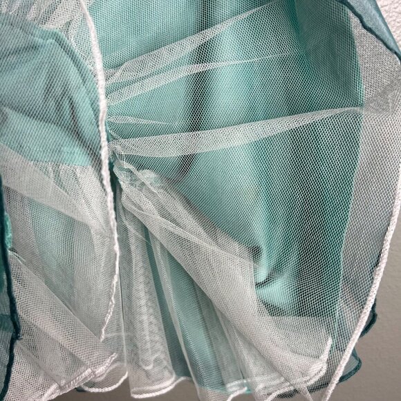 Jodi Kristopher Party Dress Cream Teal Lace Bodice Mini Short Juniors 1 - Picture 8 of 11